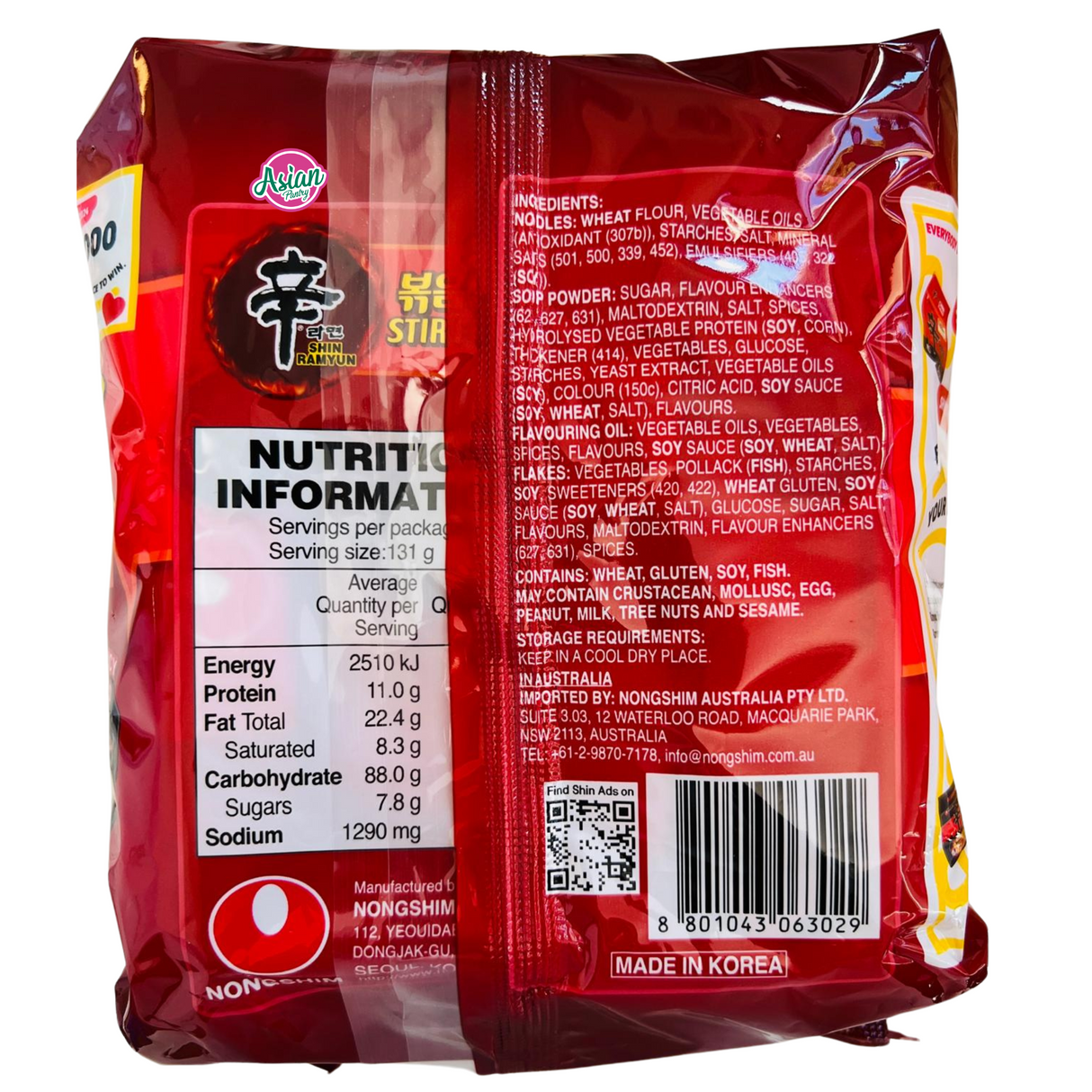 Nongshim Shin Ramyun Stir Fry 4pk 524g (Best Before: 11/09/2025)