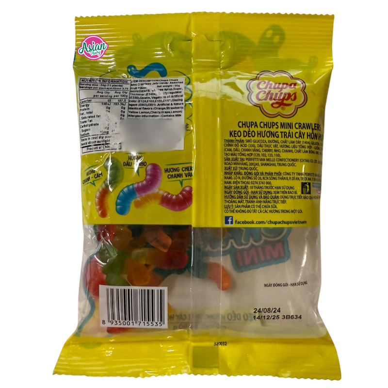 Chupa Chups Mini Crawlers Jelly Candy - Assorted Fruit Flavour 90g