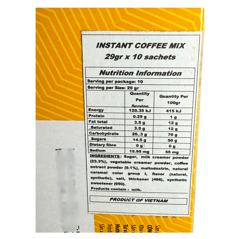 Vinacafe 速溶咖啡混合物三合一 (10包) 290g