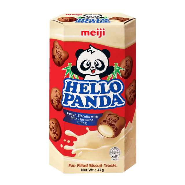 Meiji Hello Panda Cocoa Biscuits with Milk Flavoured Filling 50g