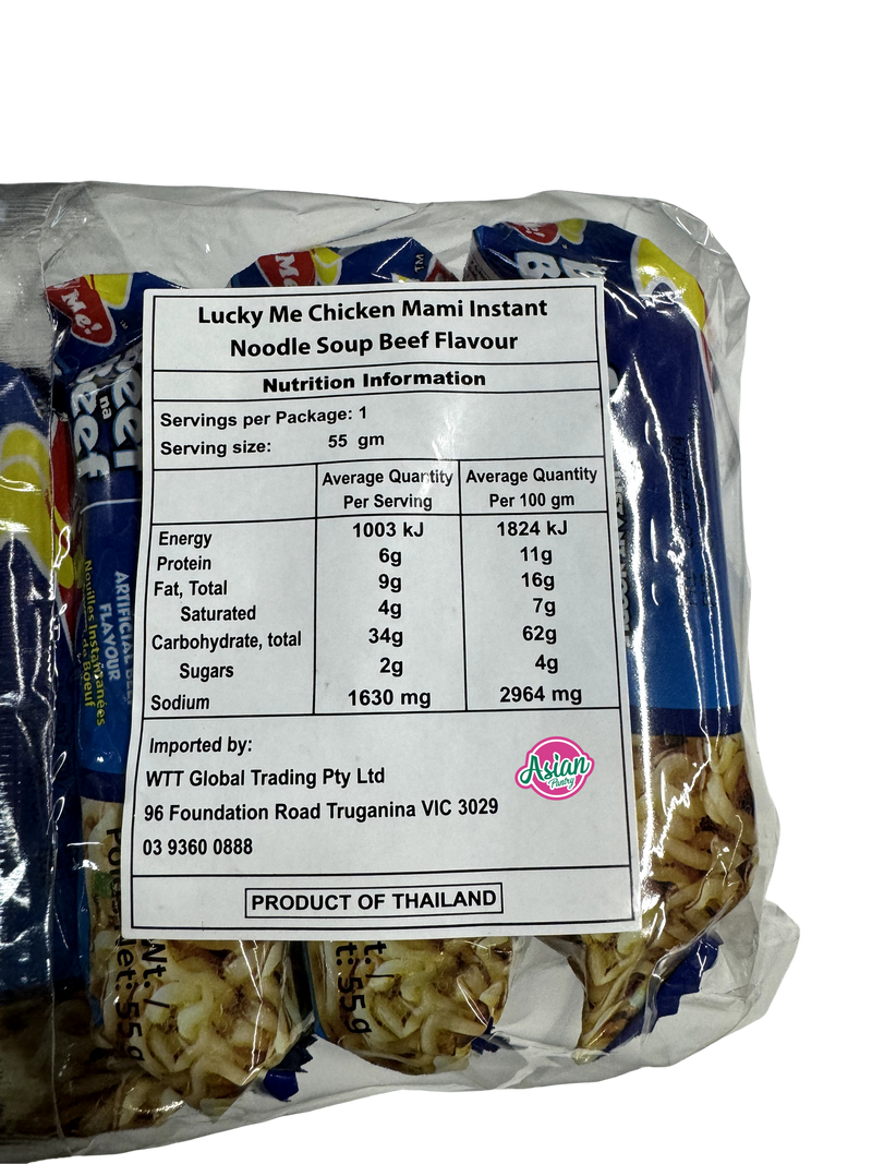 Lucky Me! Chicken Mami Insant Noodle Soup Beef Flavour 6pk 330g