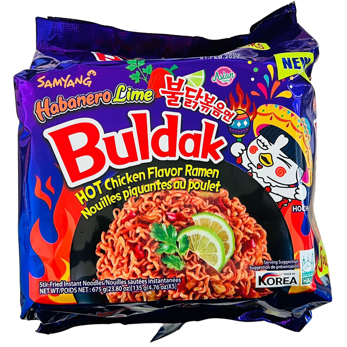 Samyang Buldak Hot Chicken Flavour Ramen Habanero Lime 5pk 675g