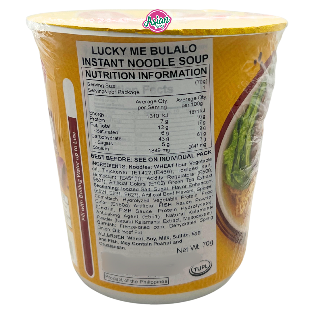 Lucky Me! Instant Cup Noodles Bulalo (Artificial Beef and Bone Marrow) Flavour 70g