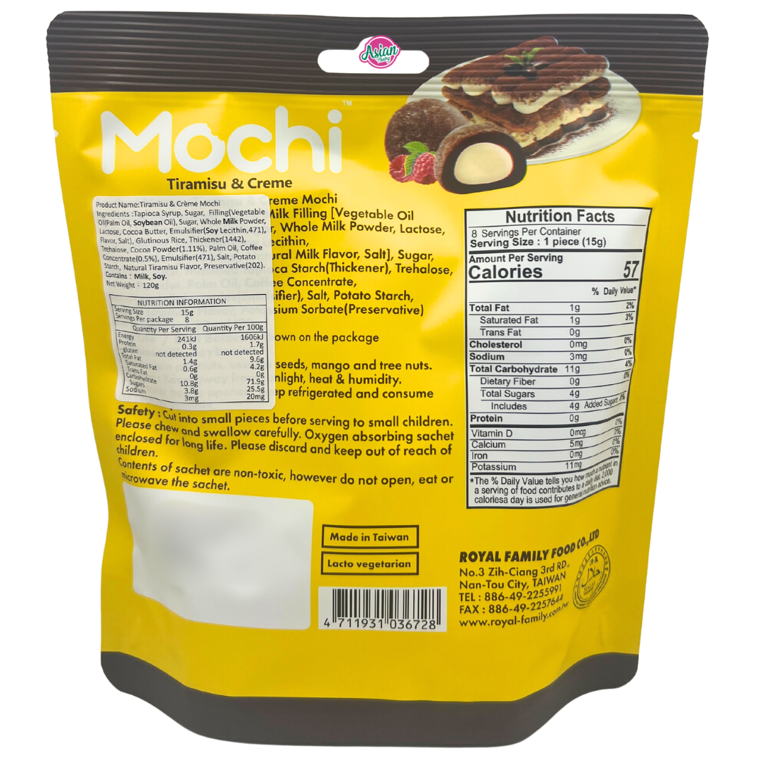Royal Family Gluten Free Mochi Tiramisu & Creme 120g