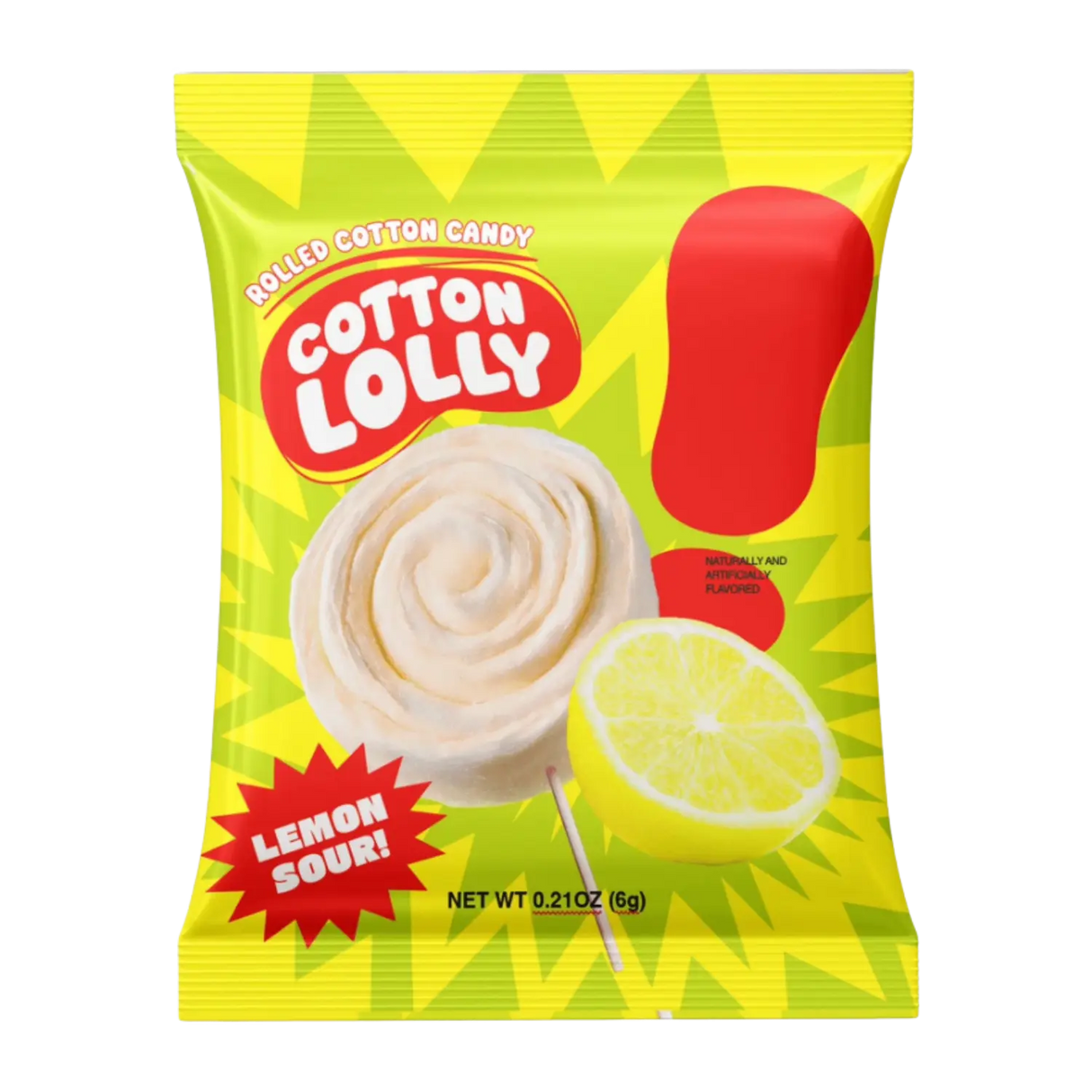 Cotton Lolly Rolled Cotton Candy Lemon Sour 6g