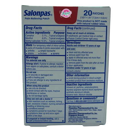 Salonpas Pain Relieving Patch 20pcs
