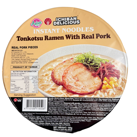 Ichiban Delicious Instant Noodle Tonkatsu Ramen with Real Pork 185g