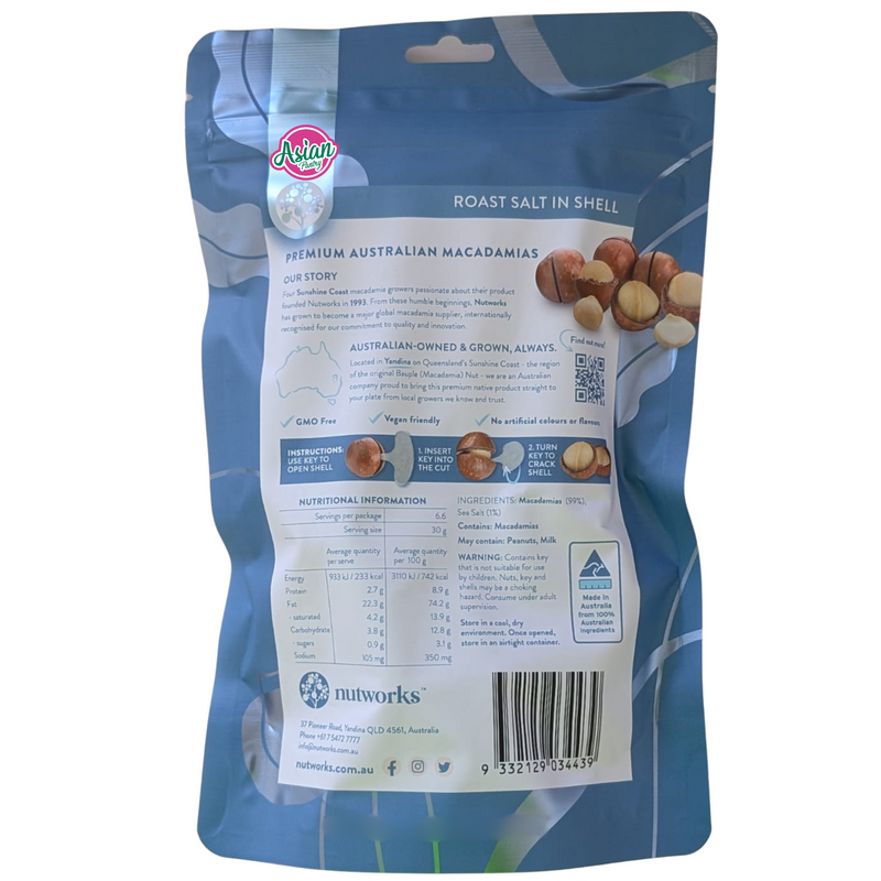 Nutworks Macadamias Roast Salt in Shell 200g