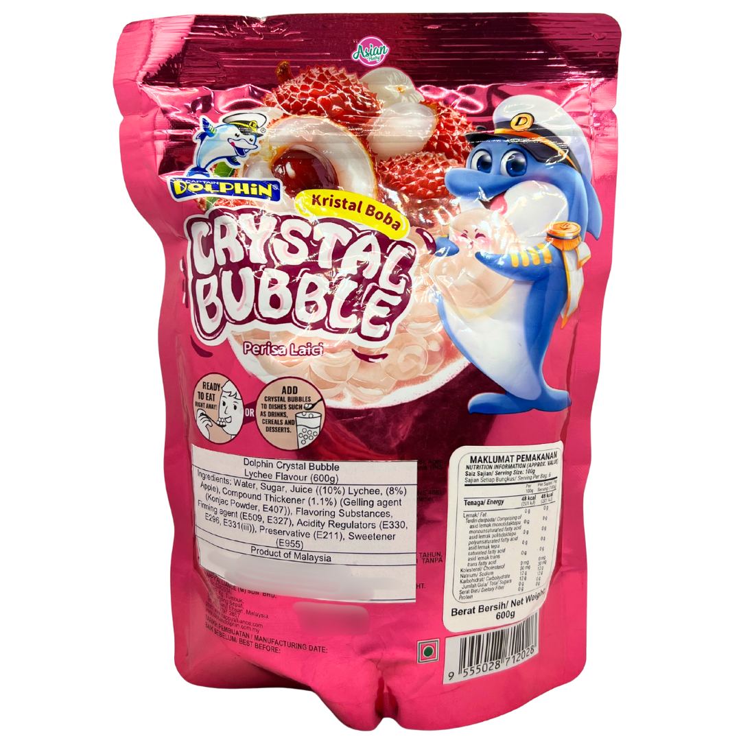 Dolphin Crystal Bubble Boba Lychee Flavour 600g