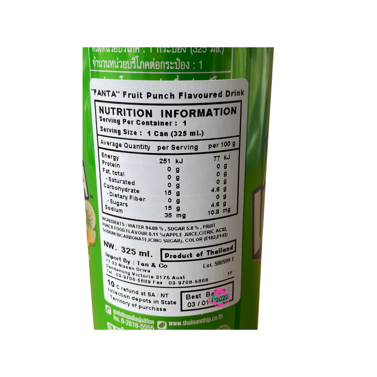 Fanta Fruit Punch Flavoured Drink (Green Soda) 325ml