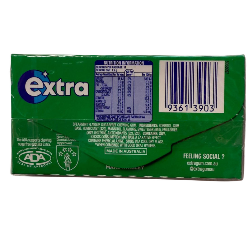 Wrigley's Extra Sugarfree Spearmint 14pcs 27g