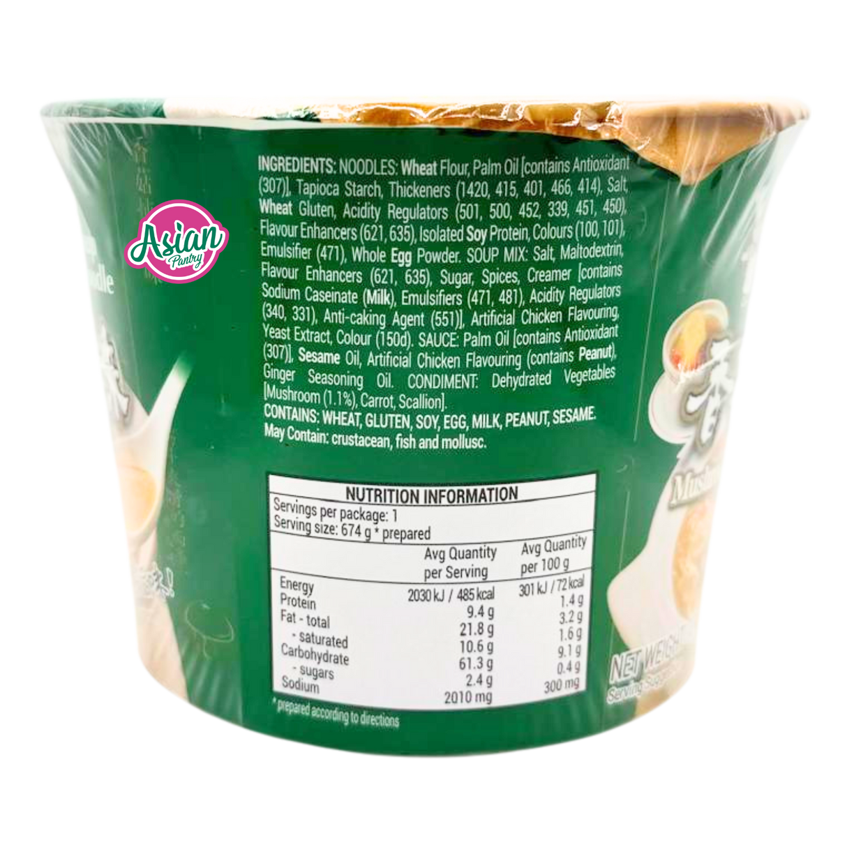 Kang Shi Fu Bowl Noodle Mushroom Chicken Flavour 110g