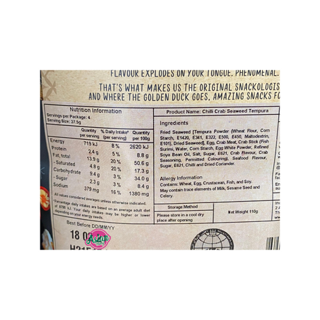 Tempura Rumpai Laut Ketam Cili Itik Emas 102g