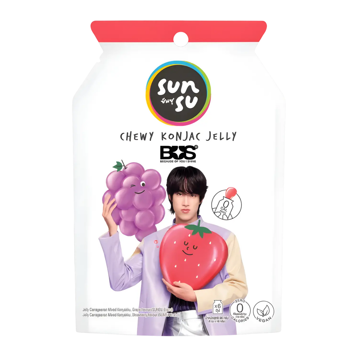 Sunsu Chewy Konjac Jelly Grape &amp; Strawberry Flavor 96g