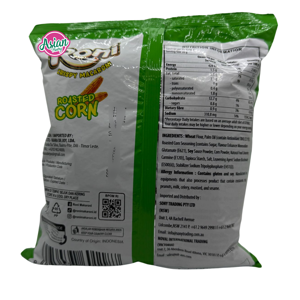 De Roni Corn Roni Crispy Macaroni Snack Roasted Corn 140g – Asian Pantry