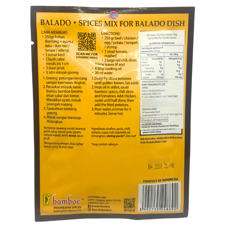 Bamboe Bumbu Balado Spice Mix for Balado Dish 50g