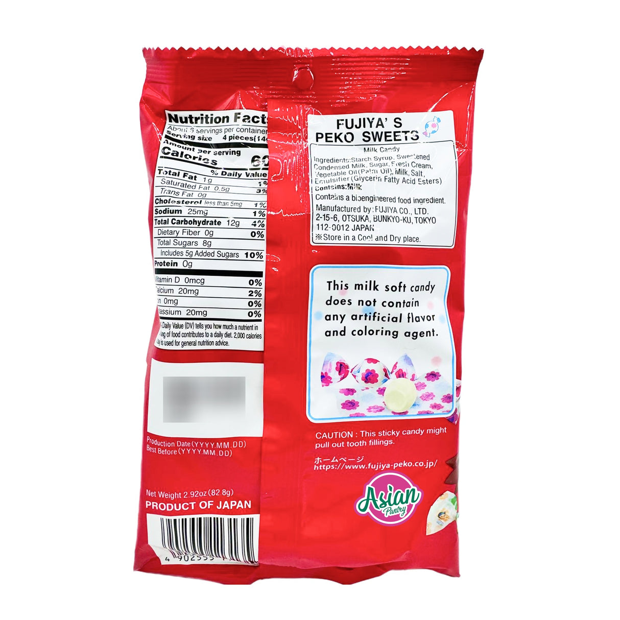 Fujiya Peko Milk Soft Candy Sweets 82.8g