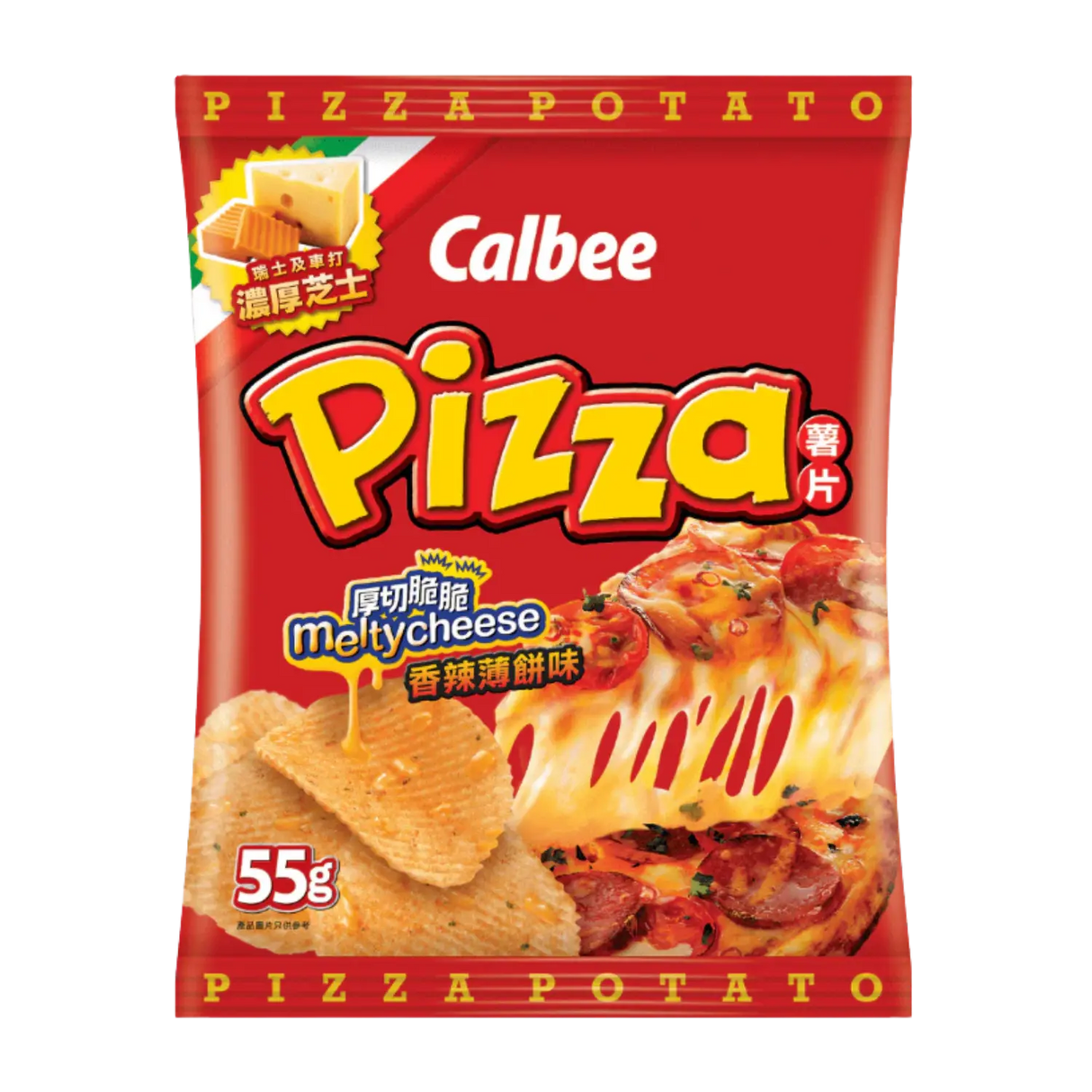 Calbee Potato Chips Spicy Pizza Melty Cheese 55g