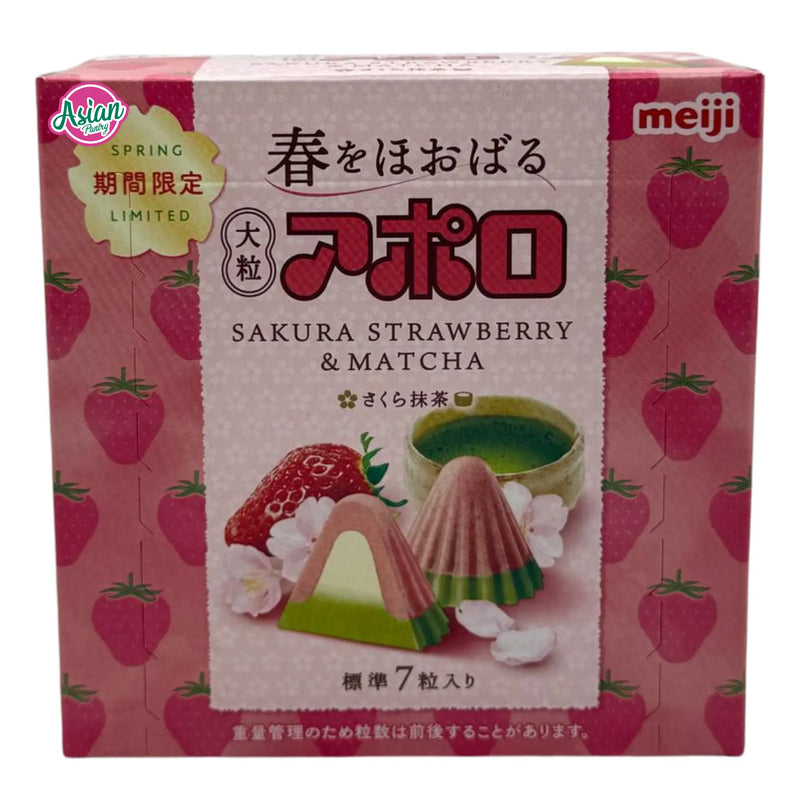 Meiji Apollo Chocolate Jumbo Sakura Strawberry & Matcha 42g