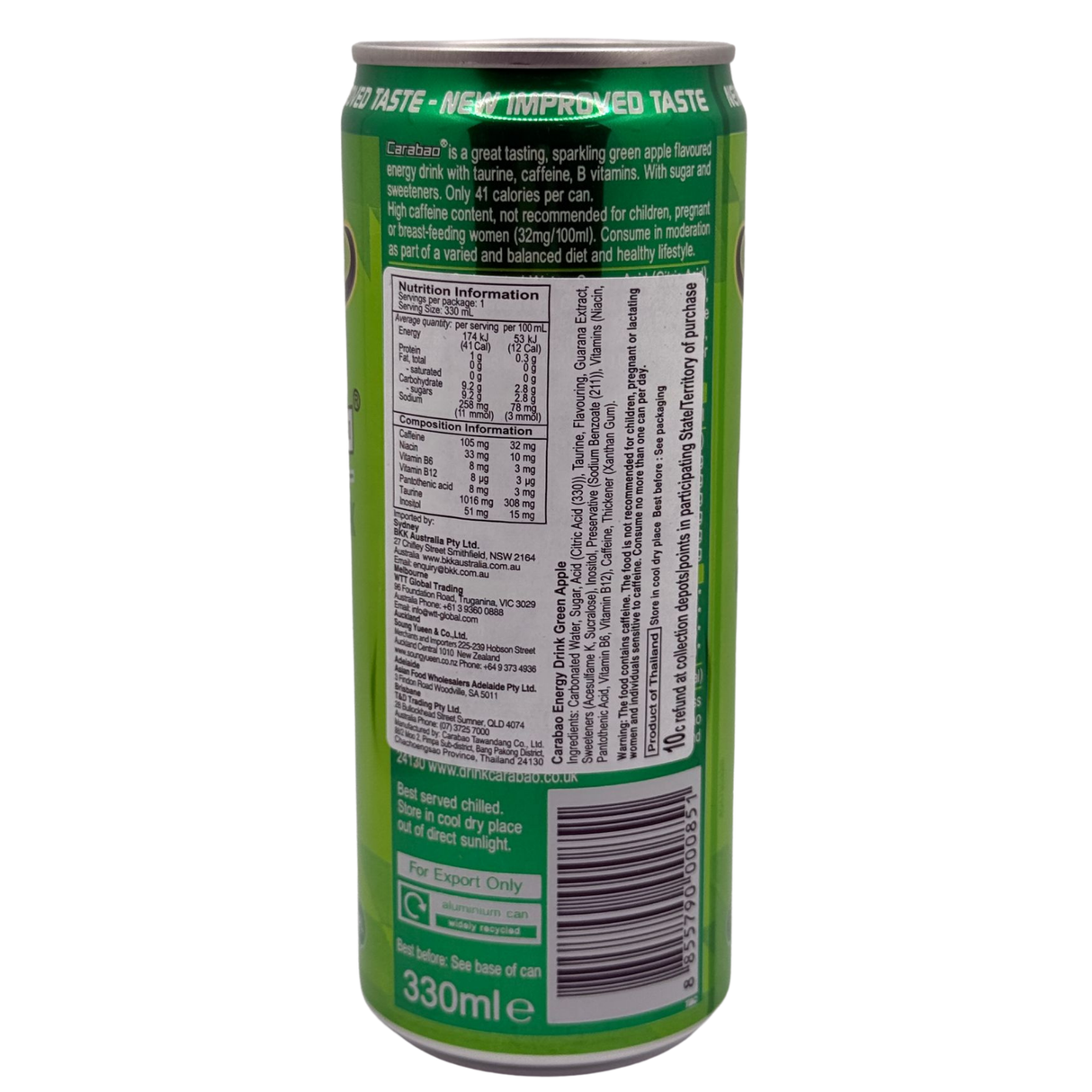 Carabao Energy Drink Green Apple 330ml
