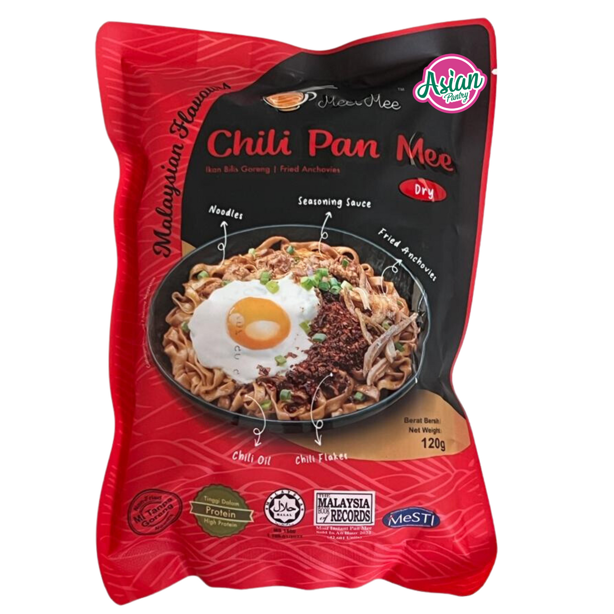 Mee Mee Cili Pan Mee dengan Ikan Bilis (Kering) - Mee Pekat 120g