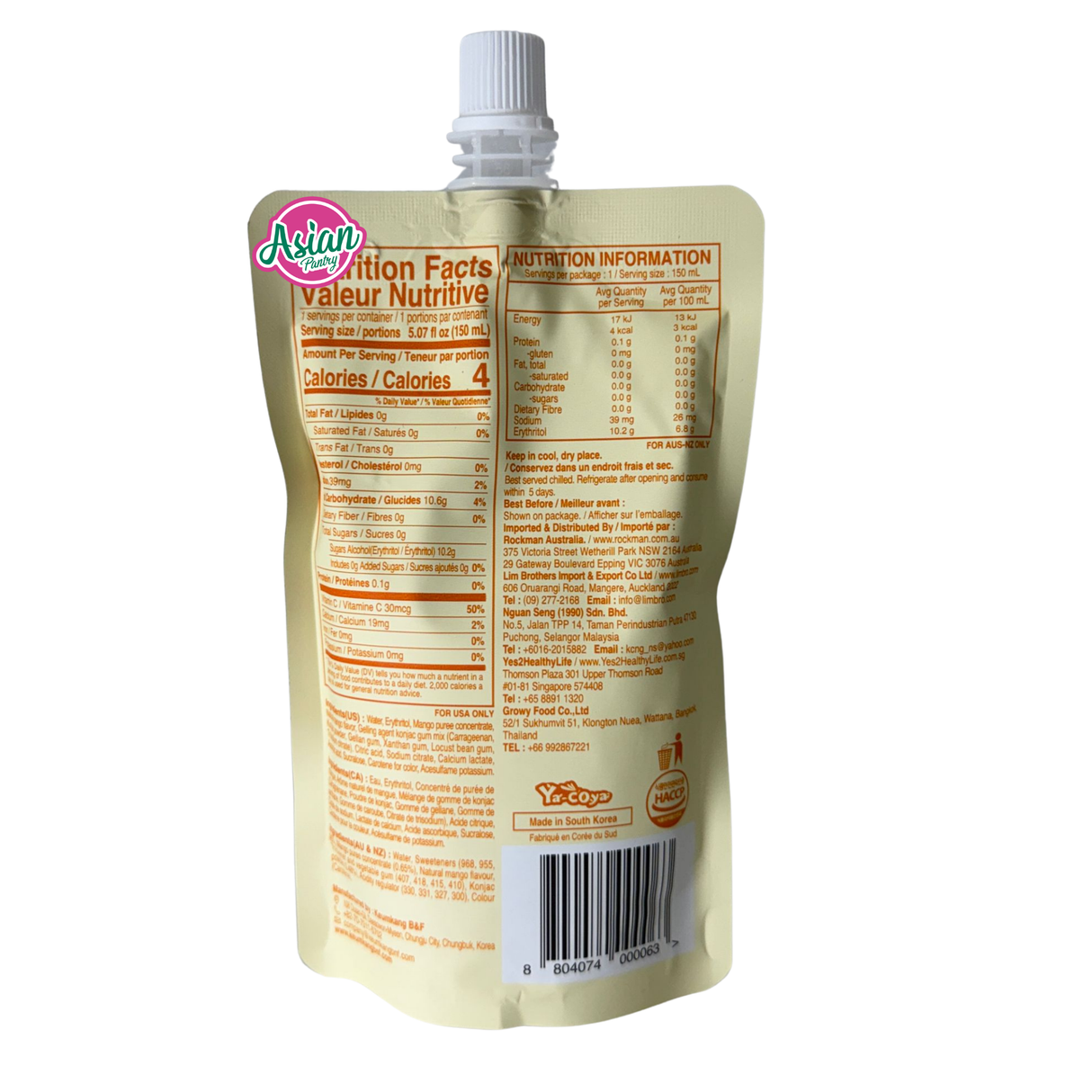 Jelly B Drinkable Konjac Jelly Mango Flavour 150ml