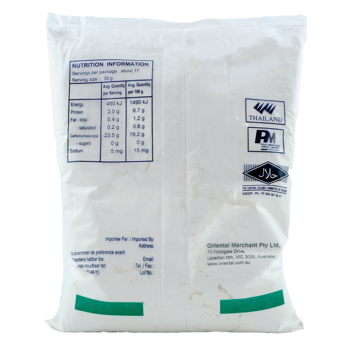 Erawan Glutinous Rice Flour 500g - Back