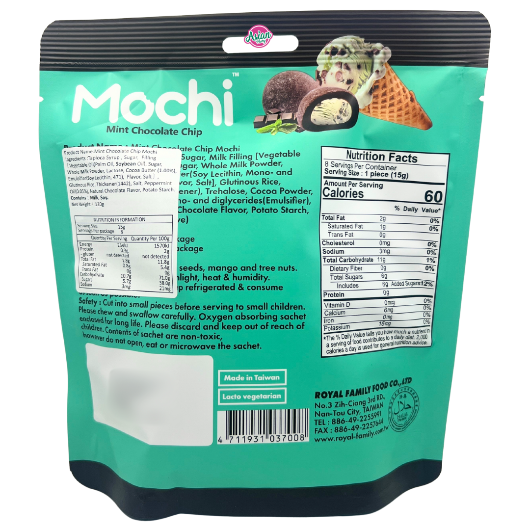 Royal Family Gluten Free Mochi Mint Chocolate Chip 120g