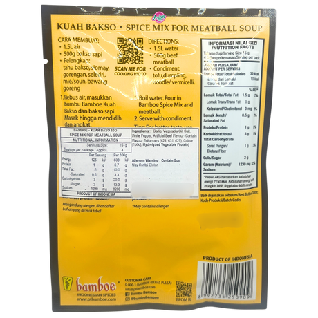Bamboe Bumbu Kuah Bakso Spice Mix for Meatball Soup 60g