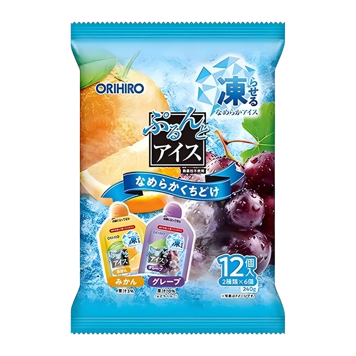 Orihiro Ice Jelly Orange & Grape (Freeze & Eat) 12pcs 240g