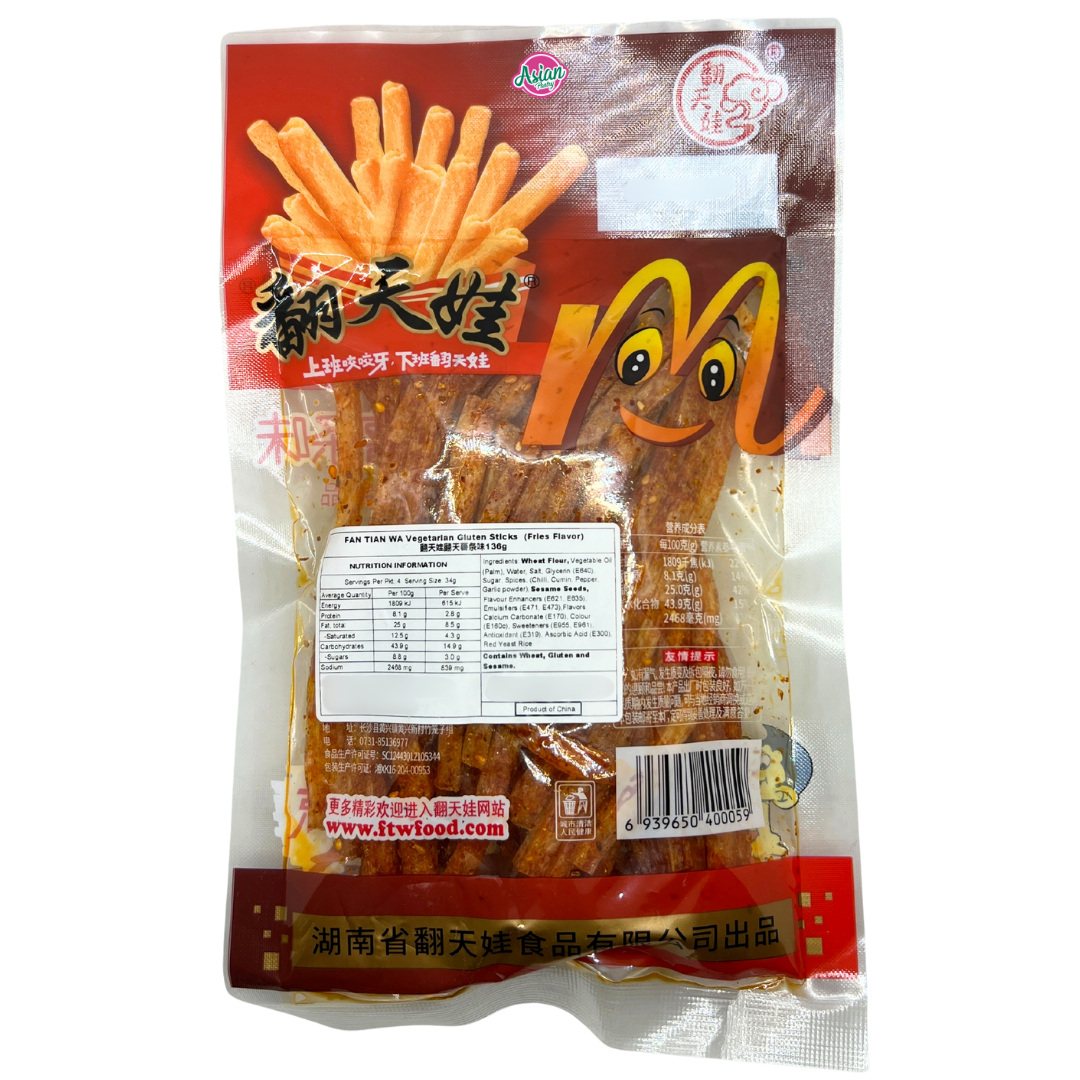 FAN TIAN WA Vegtarian Gluten Sticks (Latiao) Fries Flavour 136g