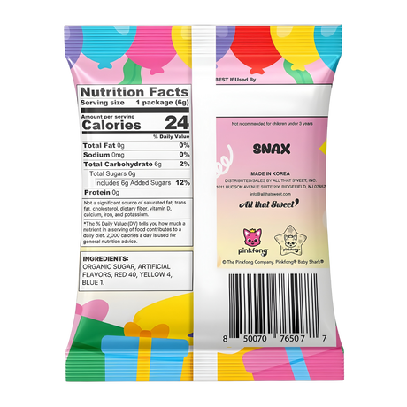 Cotton Lolly Rolled Cotton Candy Baby Shark Rainbow 6g