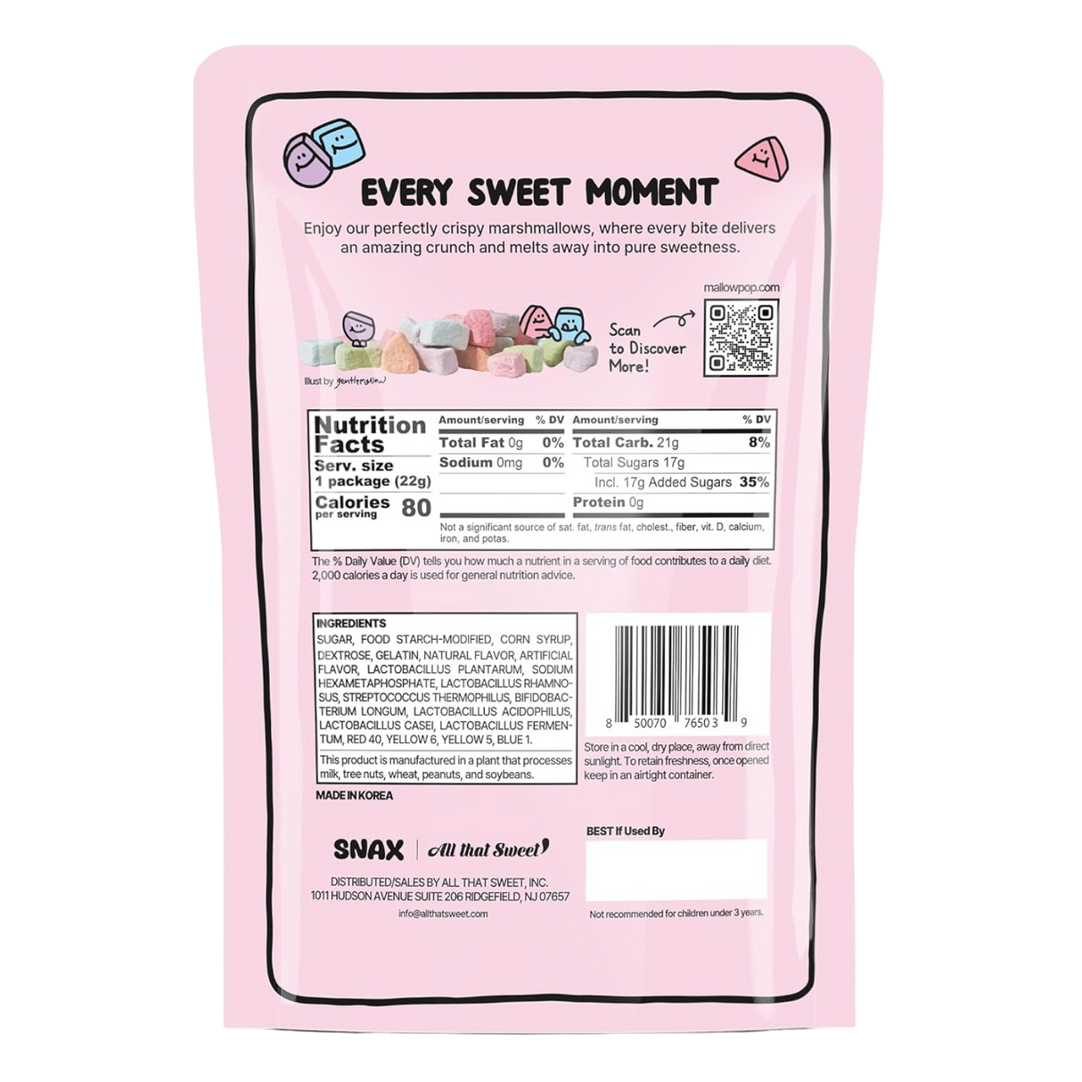 Mallow Pop Rainbow Dehydrated Marshmallows with Probiotics 22g