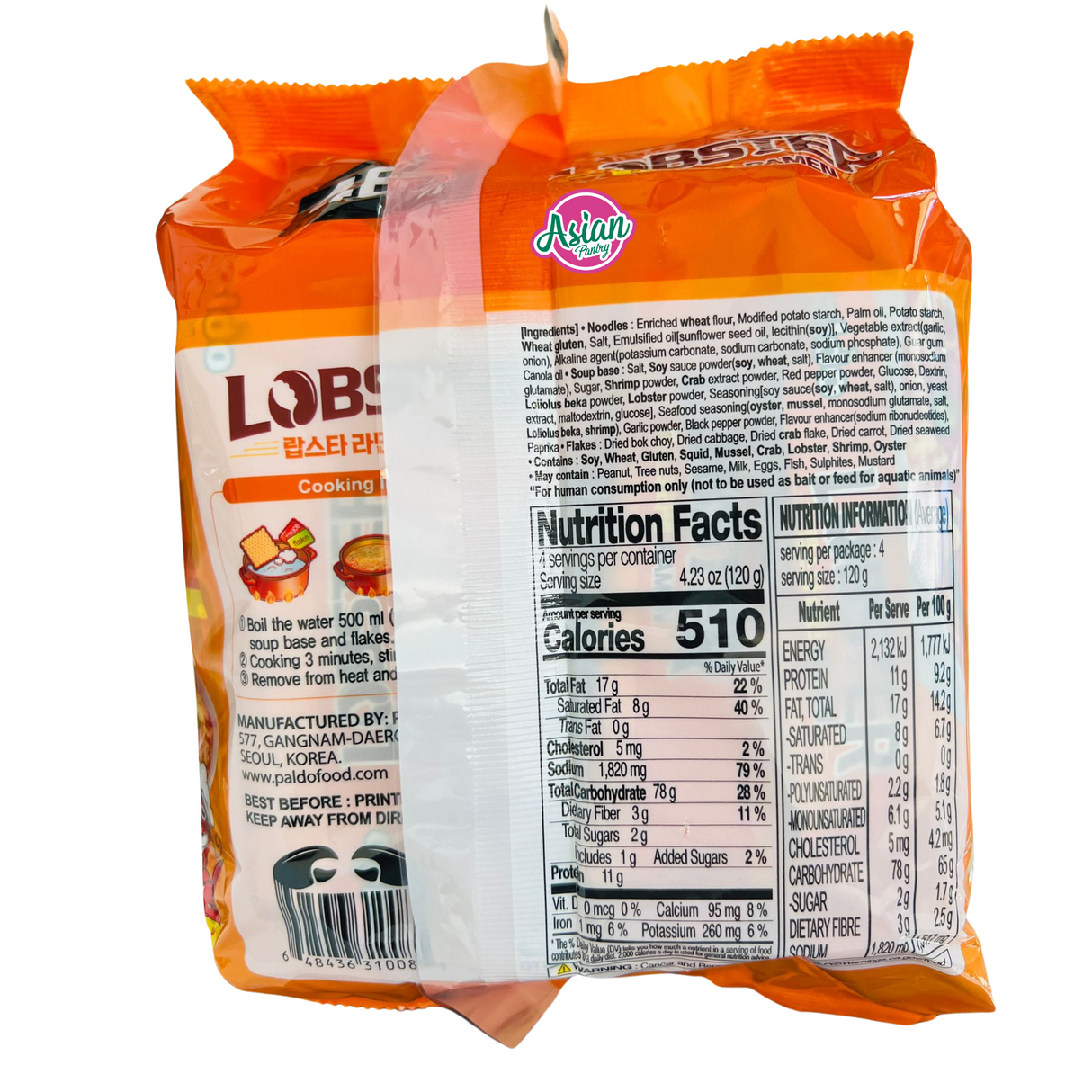 Paldo Lobster Ramen Asli 4 Pek 480g