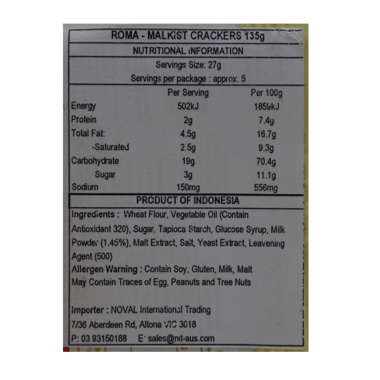 Keropok Roma Malkist 135g