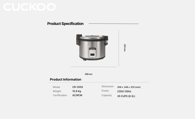 Cuckoo 35-Cup Commercial Rice Cooker (CR-3555)