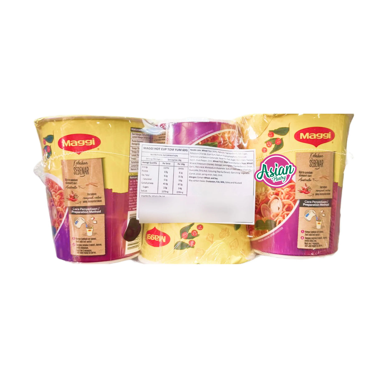 Maggi Instant Noodle Cup Tom Yum Flavour (6 pack) 57g