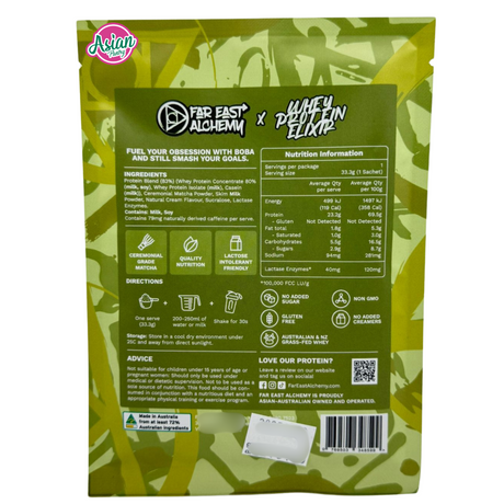 Far East Alchemy Whey Protein Elixir Matcha Latte (Single Serve) 33g