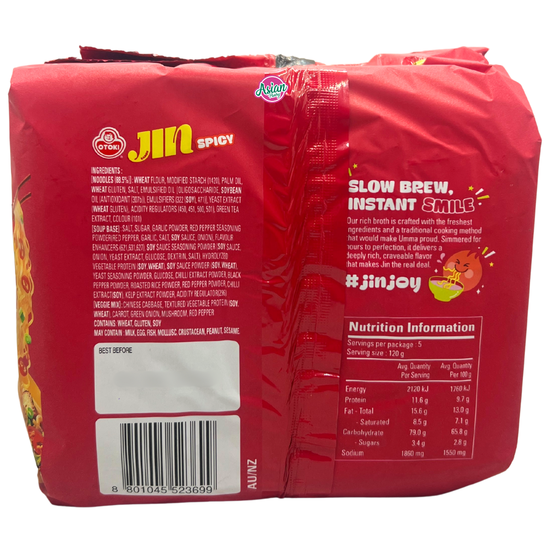 Ottogi Jin Ramen Spicy BTS Jin Sticker Version (5 pack) 600g