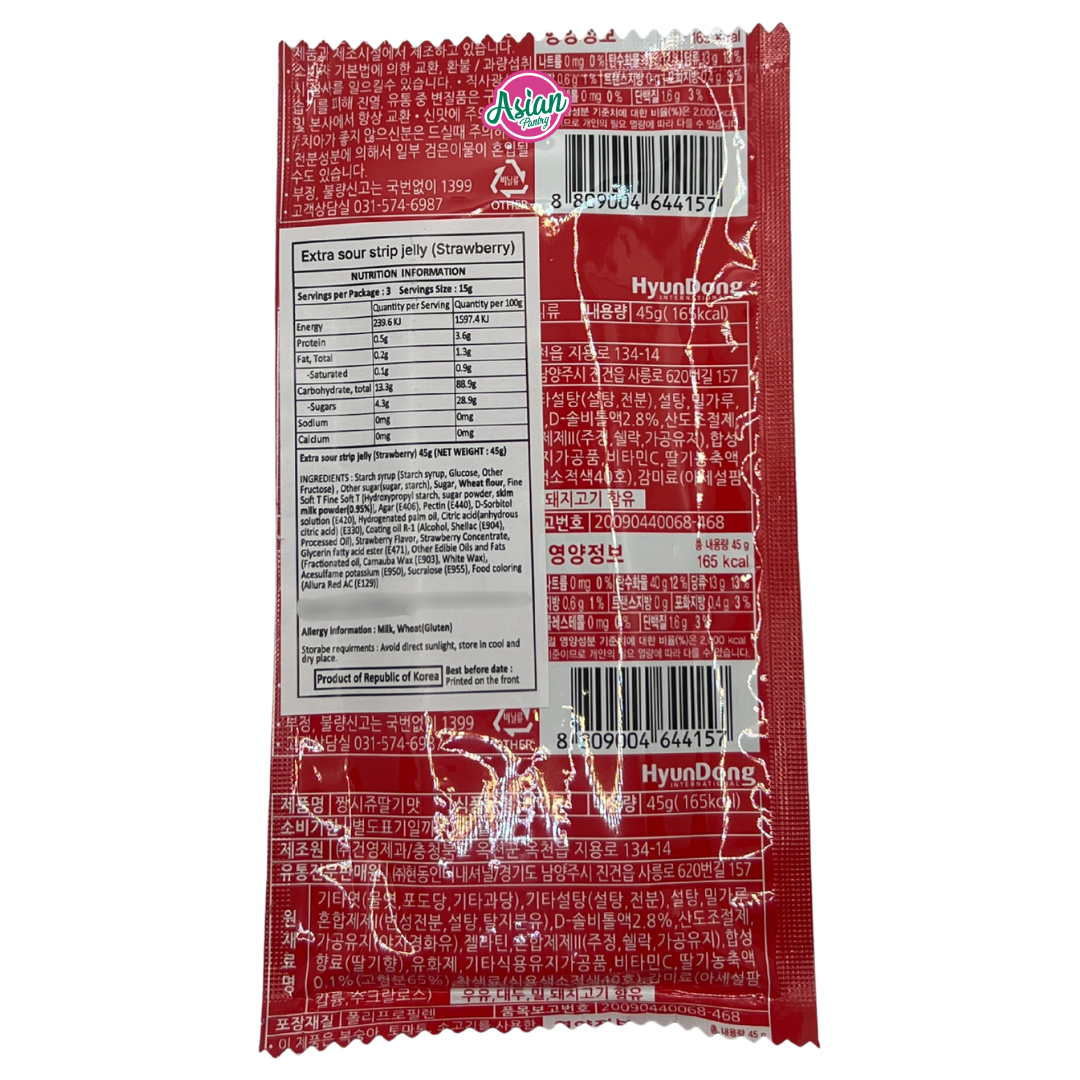 Ozzy Super Sour Strip Jelly - Strawberry 40g
