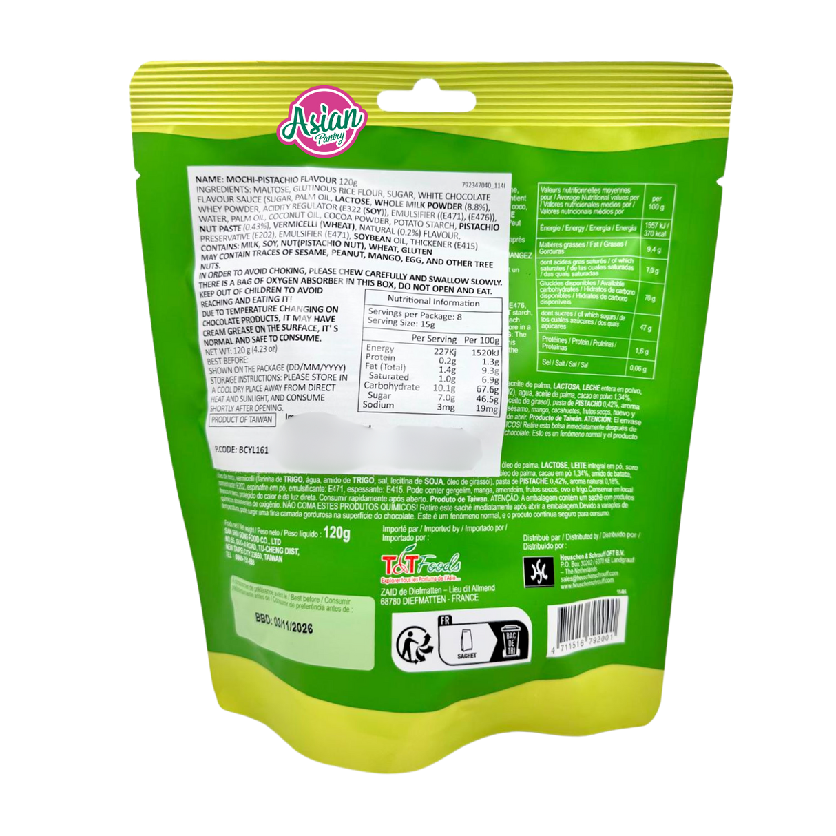 Yuki & Love Dessert Mochi Pistachio & Dubai Chocolate Flavour 120g