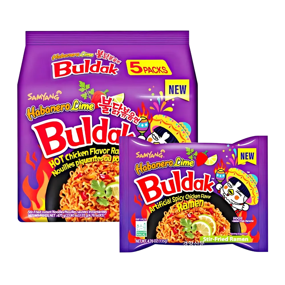 Samyang Buldak Hot Chicken Flavour Ramen Habanero Lime 5pk 675g
