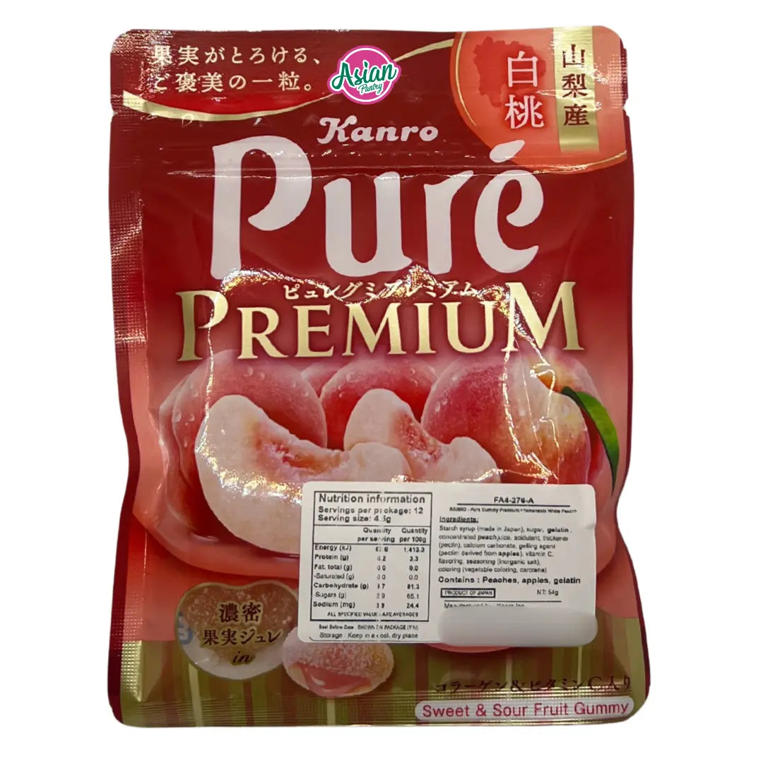 Kanro Pure Gummy Premium Yamanashi White Peach 54g