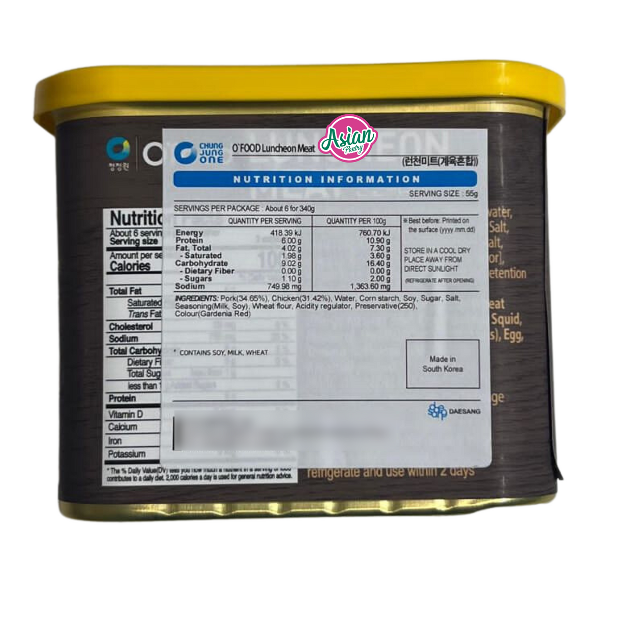 Chung June One O'Food Luncheon Meat  340g - Back
