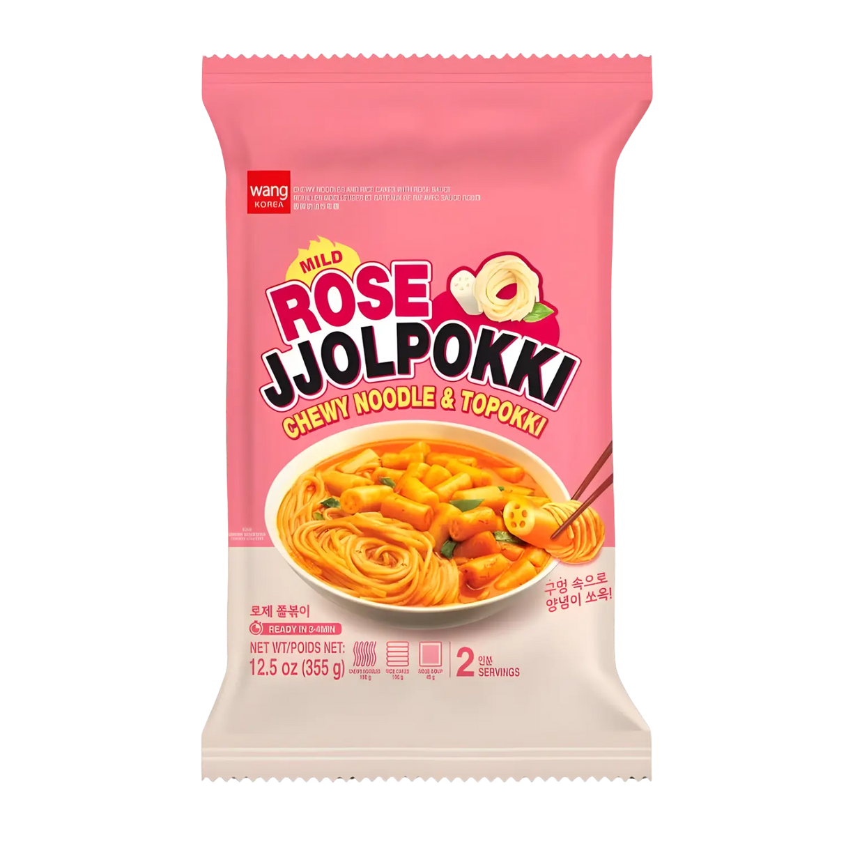Wang Korea Rose Jjolpokki Chewy Noodle & Tteokbokki Mild 355g