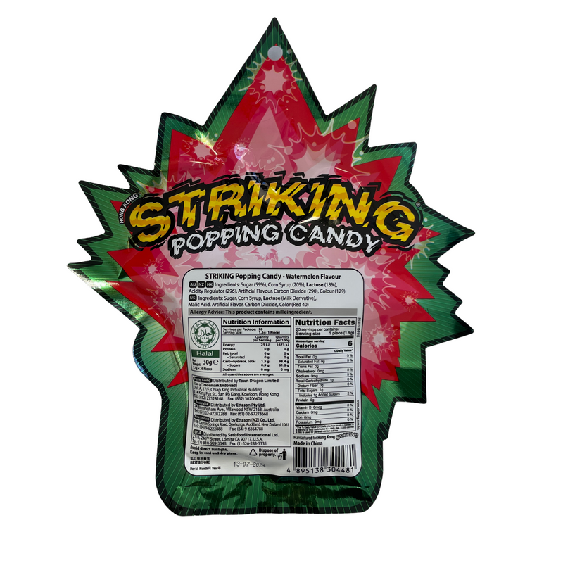 Stiking Popping Candy Watermelon (20 pouches) 30g Back
