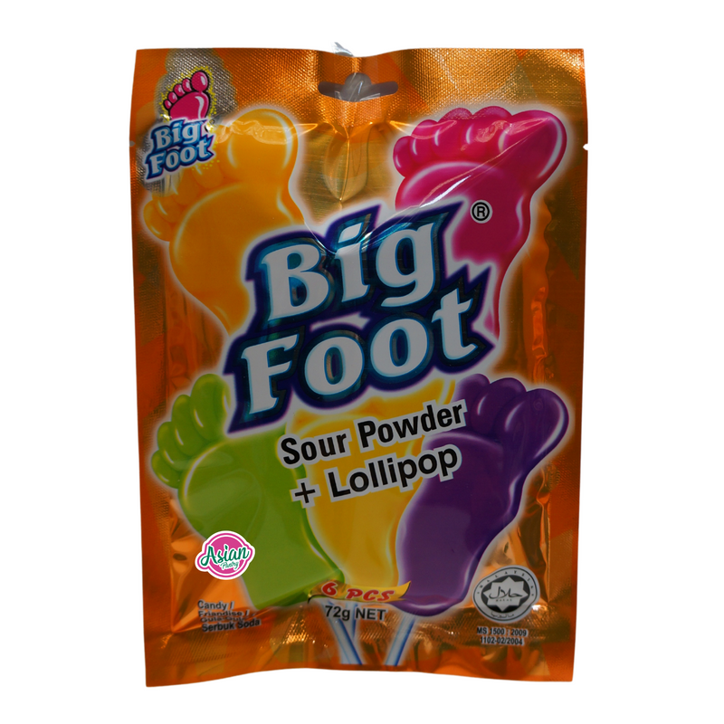 Big Foot Sour Powder and Lollipops 6pc 72g Front