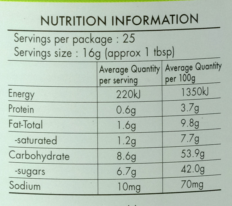 Glory Coconut spread (Nonya Kaya) 400g Nutritional Information & Ingredients 2