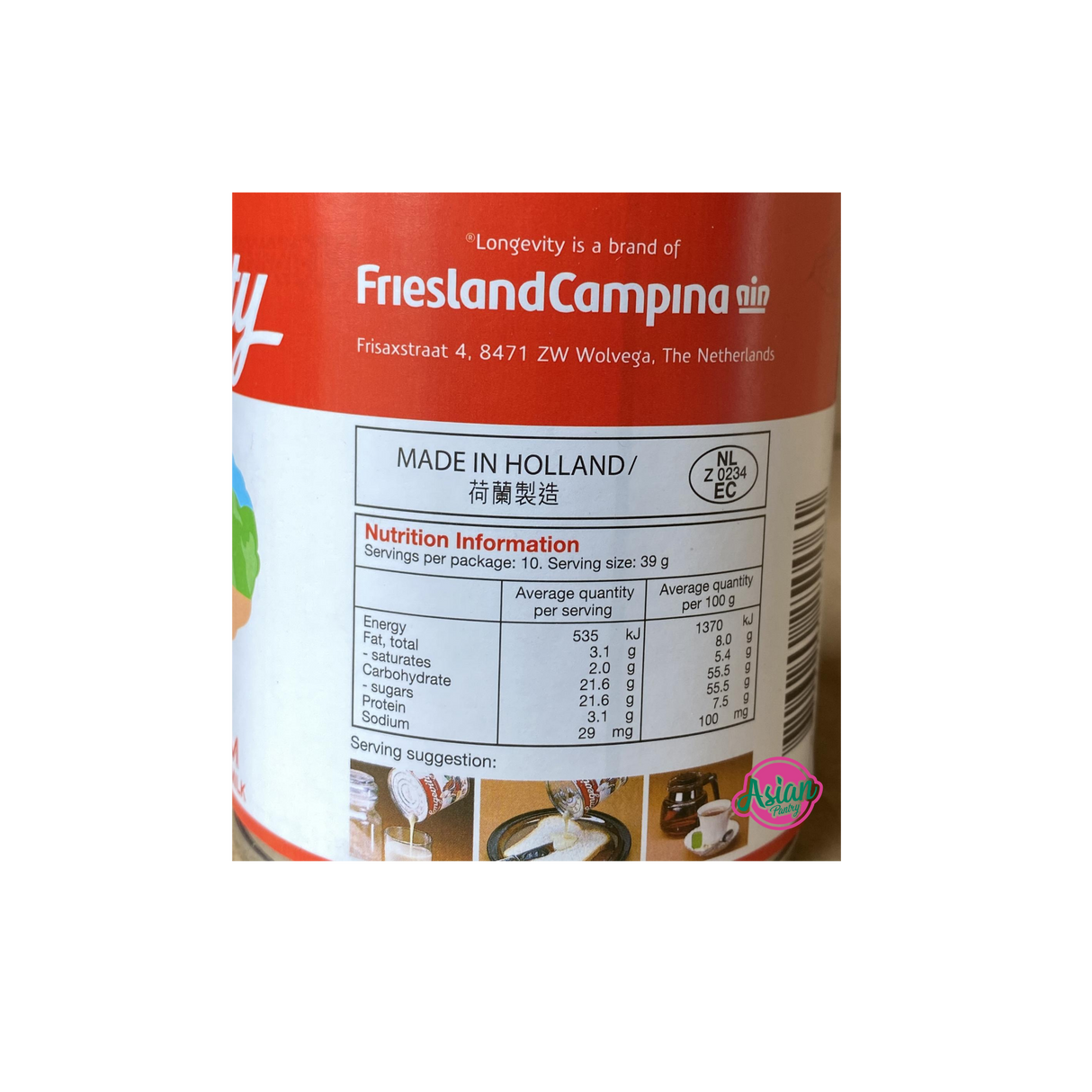 Longevity Sweetened Condensed Milk 397g Back