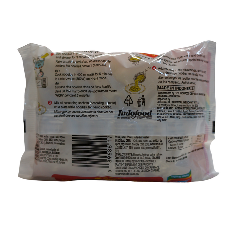 Indomie Mi Goreng Noodles Box 3400g Nutritional Information & Ingredients